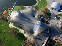 Olympiaschwimmhalle München aus Vogelperspektive